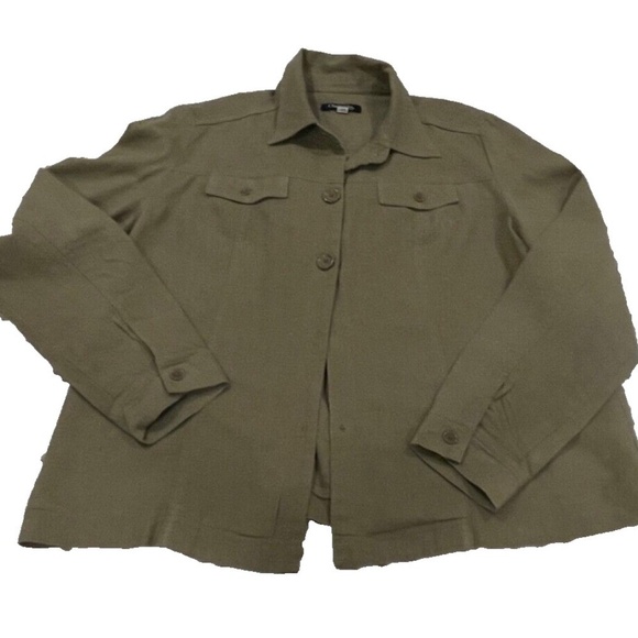 Chadwick's of Boston Women's Linen Blnd Button Down Shirt/Jacket; Brown; Size 18 - Picture 1 of 8